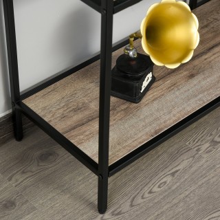 Ράφι ασύμμετρης βιβλιοθήκης HOMCOM Industrial Style, ξύλο και μαύρο...