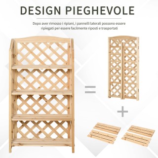 Outsunny πτυσσόμενο ράφι φυτών με 4 ρυθμιζόμενα ξύλινα ράφια 845-440ND