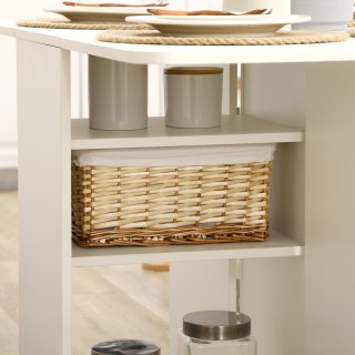 HOMCOM Πτυσσόμενο Τραπέζι Κουζίνας με 2 Συρτάρια και Ντουλάπι με Πό...