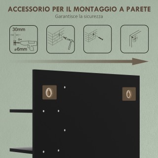 HOMCOM Μοντέρνος Καθρέφτης Μπάνιου Τοίχου με 4 Ξύλινα Ράφια, 45x15x...