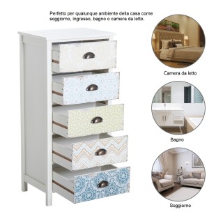 Συρταριέρα Homcom Vintage με 5 Συρτάρια Fantasy, 46x34x97,5 εκ. 831...