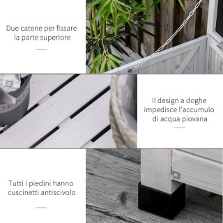 Πάγκος αποθήκευσης Outsunny σε ξύλο ελάτης, Θήκη εξωτερικού χώρου μ...