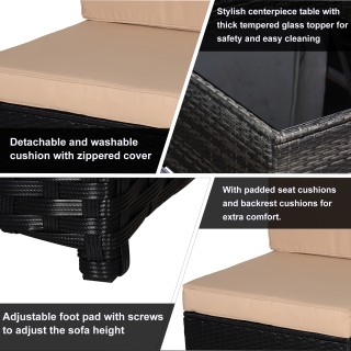 Outsunny Garden Lounge σε PE Rattan 7 τεμαχίων με καναπέ πουφ Τραπε... Outsunny Garden Lounge σε PE Rattan 7 τεμαχίων με καναπέ πουφ Τραπε...