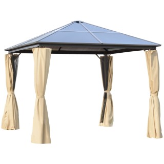 Outsunny Garden Gazebo 2,94x2,94m με πολυανθρακική στέγη και κουνου... Outsunny Garden Gazebo 2,94x2,94m με πολυανθρακική στέγη και κουνου...