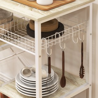 HOMCOM Ντουλάπι Κουζίνας Μοντέρνα με 4 Ράφια με Καλάθι και Γάντζους...