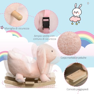 Homcom Rocking Toy in the Shape of a Pink Rabbit για παιδιά 18-36 μ... Homcom Rocking Toy in the Shape of a Pink Rabbit για παιδιά 18-36 μ...