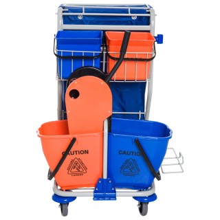 Homcom Professional Cleaning Cart with 4 Buckets 18L / 6L Blue and ... Homcom Professional Cleaning Cart with 4 Buckets 18L / 6L Blue and ...