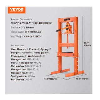 Υδραυλική Πρέσα 6T VEVOR QJDSQCYYJCS6T0LECV0
