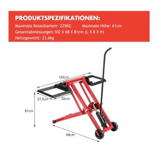 Υδραυλικός Γρύλος Ανύψωσης για Μηχανήματα Κήπου 225 Kg Costway GT3479