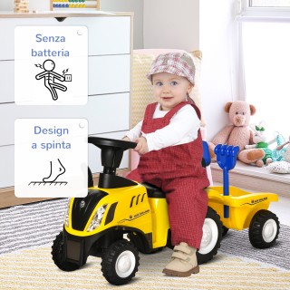 Παιδικό τρακτέρ HOMCOM Ride-on με τρέιλερ, τσουγκράνα και φτυάρι 12...