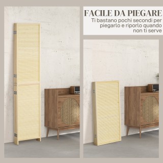 Πτυσσόμενο Εσωτερικό Παραβάν με 4 Πόρτες Rattan Bamboo - 180x1,6x18...