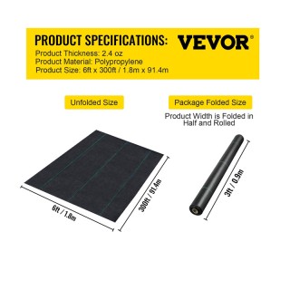 Ύφασμα Εδαφοκάλυψης Πολυπροπυλενίου Βαρέως Τύπου 80 g/m² 1.8 x 91.4...