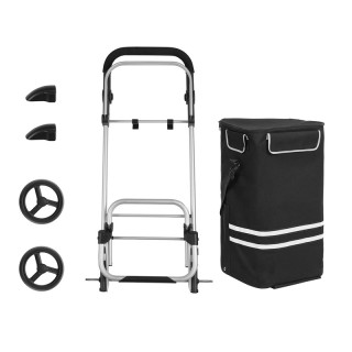 Υφασμάτινο Πτυσσόμενο Καρότσι Λαϊκής 44 x 27 x 100 cm Χρώματος Μαύρ...