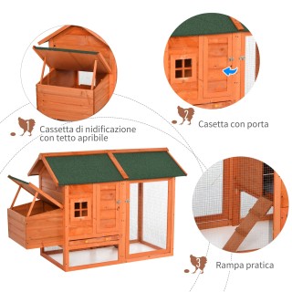 PawHut Προκατασκευασμένο ξύλινο κοτέτσι με φωλιά για εκκόλαψη και μ... PawHut Προκατασκευασμένο ξύλινο κοτέτσι με φωλιά για εκκόλαψη και μ...