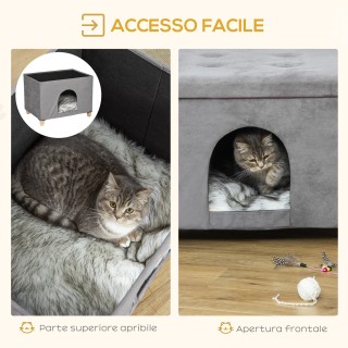 PawHut Cat House Pouf Σκαμπό ποδιών με επένδυση με αφαιρούμενο και ...