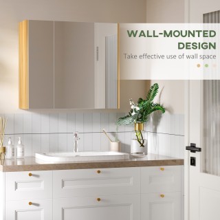 kleankin Ντουλάπα καθρέφτη μπάνιου 3 Πόρτες με Ρυθμιζόμενα Ράφια, 6... kleankin Ντουλάπα καθρέφτη μπάνιου 3 Πόρτες με Ρυθμιζόμενα Ράφια, 6...