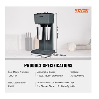 Ηλεκτρική Διπλή Φραπιέρα 2 x 820 ml 500 W VEVOR 840349938387 Ηλεκτρική Διπλή Φραπιέρα 2 x 820 ml 500 W VEVOR 840349938387
