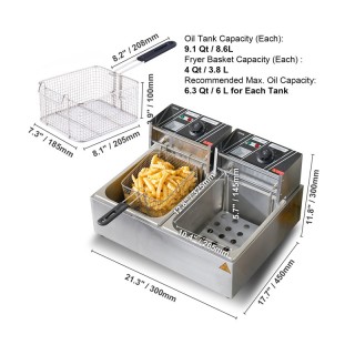 Ηλεκτρική Διπλή Φριτέζα Λαδιού 2 x 8.6 Lt 5000 W 540 x 450 x 300 mm... Ηλεκτρική Διπλή Φριτέζα Λαδιού 2 x 8.6 Lt 5000 W 540 x 450 x 300 mm...