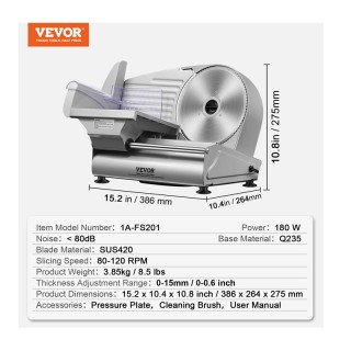 Ηλεκτρική Μηχανή Κοπής Αλλαντικών - Τυριών και Ψωμιού 15 mm 180 W V... Ηλεκτρική Μηχανή Κοπής Αλλαντικών - Τυριών και Ψωμιού 15 mm 180 W V...