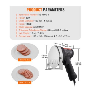 Ηλεκτρικό Μαχαίρι Κοπής Γύρου 100 mm 80 W με 2 Λεπίδες VEVOR TEQKRD... Ηλεκτρικό Μαχαίρι Κοπής Γύρου 100 mm 80 W με 2 Λεπίδες VEVOR TEQKRD...