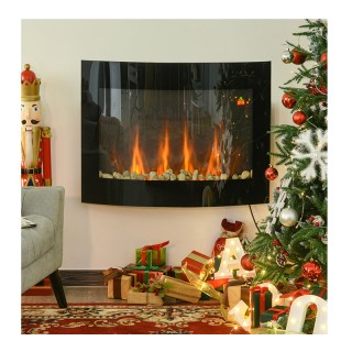 Ηλεκτρικό Τζάκι Τοίχου με LED Φωτισμό και Τηλεχειριστήριο 1800 W HO...