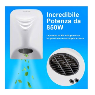 Ηλεκτρικός Επιτοίχιος Αυτόματος Στεγνωτήρας Χεριών 850 W Bakaji 028...