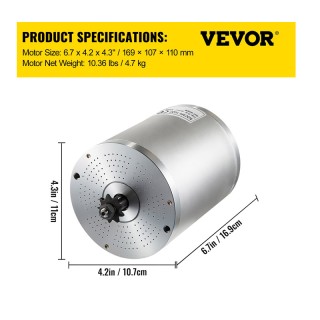 Ηλεκτρικός Κινητήρας Συνεχούς Ρεύματος Χωρίς Ψήκτρες 4900 RPM 72V 3...