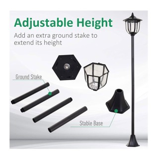Ηλιακό LED Φανάρι Κήπου Κολόνα 1.77 m Outsunny B30-006