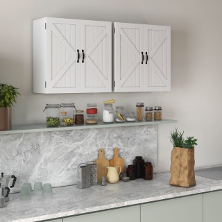 kleankin Country Style Ξύλινο ντουλάπι τοίχου μπάνιου με ρυθμιζόμεν... kleankin Country Style Ξύλινο ντουλάπι τοίχου μπάνιου με ρυθμιζόμεν...