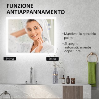 kleankin Καθρέφτης μπάνιου LED Αντιθαμβωτική με 3 Χρώματα και Ρυθμι... kleankin Καθρέφτης μπάνιου LED Αντιθαμβωτική με 3 Χρώματα και Ρυθμι...