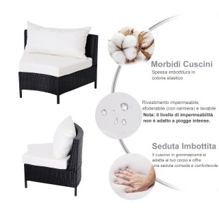 Έπιπλα κήπου Outsunny σε μαύρο ρατάν με λευκά μαξιλάρια, σετ 5 τεμα... Έπιπλα κήπου Outsunny σε μαύρο ρατάν με λευκά μαξιλάρια, σετ 5 τεμα...