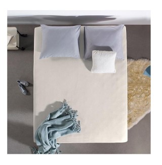 Υπέρδιπλο Σεντόνι Jersey με Λάστιχο 160 x 200 x 30 cm Χρώματος Κρεμ... Υπέρδιπλο Σεντόνι Jersey με Λάστιχο 160 x 200 x 30 cm Χρώματος Κρεμ...