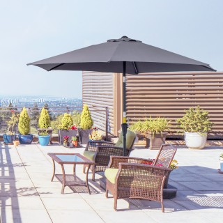 Outsunny Tiltable Garden Parasol, Άνοιγμα μανιβέλας, Φ2,7x2,35m Γκρ...