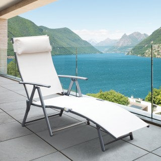 Outsunny Πτυσσόμενη Ξαπλώστρα κήπου με μαξιλάρι, πλάτη με 7 ξαπλώστ...