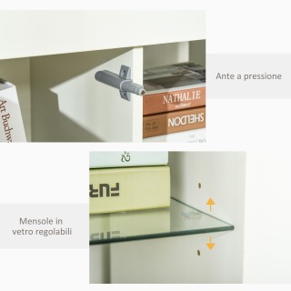 HOMCOM Μοντέρνος Μπουφές με Γυάλινα Ράφια - Λευκό 838-146