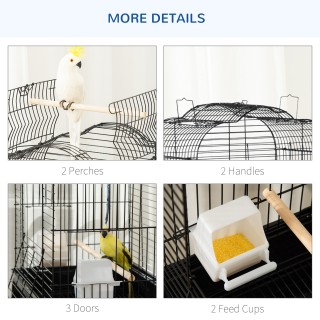 PawHut Bird Cage με 3 κούρνιες, 2 μπολ και 2 πλαϊνές πόρτες, σε ατσ... PawHut Bird Cage με 3 κούρνιες, 2 μπολ και 2 πλαϊνές πόρτες, σε ατσ...
