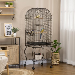PawHut Bird and Canary Cage, Aviary με Μαύρες Μεταλλικές ρόδες 51x5... PawHut Bird and Canary Cage, Aviary με Μαύρες Μεταλλικές ρόδες 51x5...