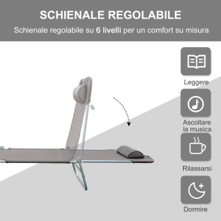 Πτυσσόμενη Ξαπλώστρα Κήπου με Μαξιλάρι 182 x 56 x 24.5 cm Χρώματος ...