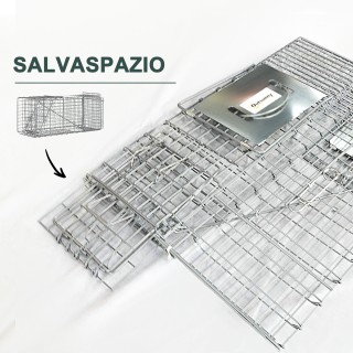 Πτυσσόμενη Μεταλλική Παγίδα - Κλουβί Ζώων με 2 Πόρτες 66 x 24 x 30....