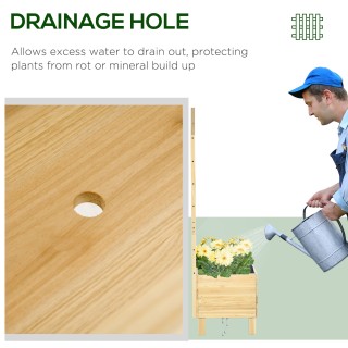 Outsunny φυτευτή εξωτερικού χώρου σε ξύλο ελάτης με σχάρα και τρύπε...