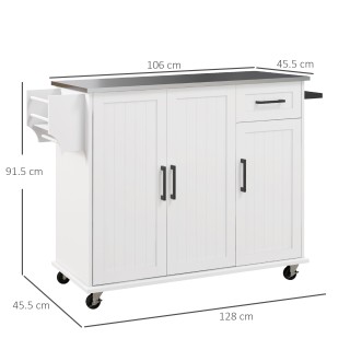 HOMCOM Kitchen Island με συρτάρι, ντουλάπι και 2 ανοιχτά ράφια, από...