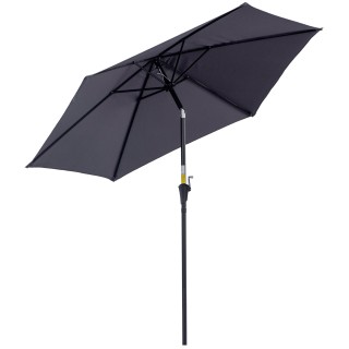Outsunny Tiltable Garden Parasol, Άνοιγμα μανιβέλας, Φ2,7x2,35m Γκρ...