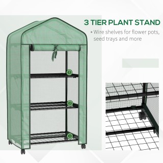 Outsunny Mini Garden Greenhouse με κάλυμμα PE, 3 ράφια και ρόδες, 6... Outsunny Mini Garden Greenhouse με κάλυμμα PE, 3 ράφια και ρόδες, 6...