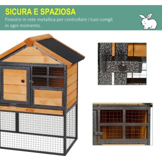 PawHut Κλουβί κουνελιών με παιχνιδότοπο, ράμπα και ανοιχτό χώρο, Ξύ... PawHut Κλουβί κουνελιών με παιχνιδότοπο, ράμπα και ανοιχτό χώρο, Ξύ...