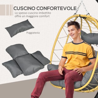 Κρεμαστή και πτυσσόμενη πολυθρόνα με μαξιλάρια, σε ατσάλι και PE Ra...