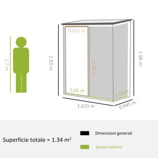 Outsunny Garden Shed Εργαλειοθήκη σε Ατσάλινο φύλλο με Κλειδαριά, 1...