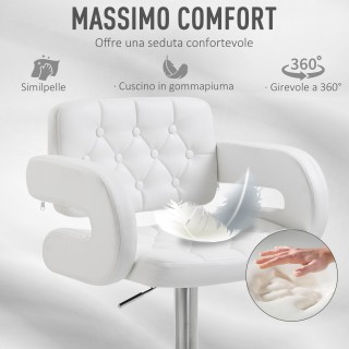 Ψηλό σκαμπό μπαρ HOMCOM με ρυθμιζόμενη περιστρεφόμενη πλάτη και μπρ...
