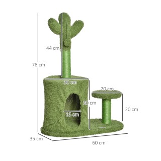PawHut Cat Scratching Post Tree Έως 4,5 κιλά σε σχήμα Κάκτου με μπά...