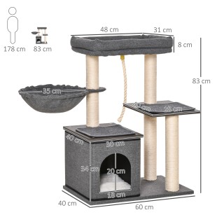 PawHut Cat Scratching Post Tree με κρεβάτι, αιώρα, σπιτάκι και στύλ... PawHut Cat Scratching Post Tree με κρεβάτι, αιώρα, σπιτάκι και στύλ...