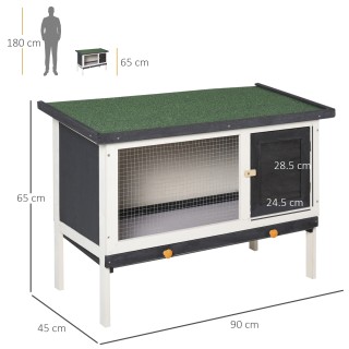 PawHut Outdoor Spruce Hutch με αφαιρούμενο δίσκο, ασφαλτική στέγη κ...